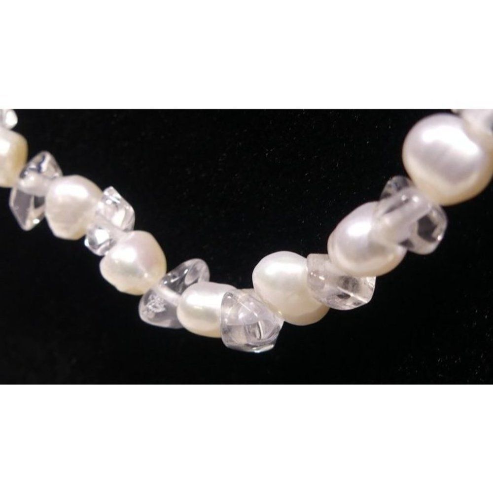 Pearl & Quartz Beaded Necklace 45.1g .925 Clasp